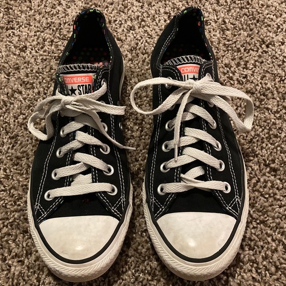 Black/Multicoloured Polka Dot Converse Size 7 - Picture 2 of 7